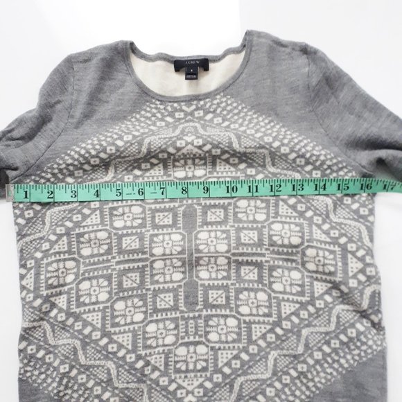 J Crew 100% Merino Wool Grey and White Sweater - Picture 3 of 5